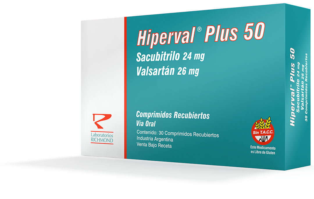 Hiperval Plus Sacubitril + Valsartan 24+26 mg - 49+51 mg - 97+103 mg de Laboratorios Richmond